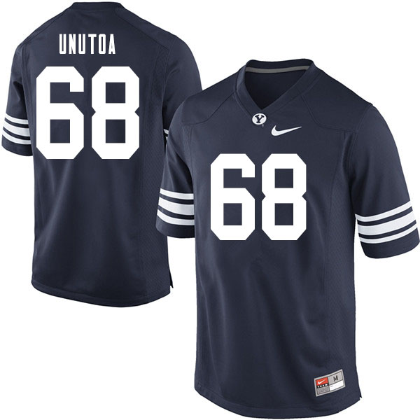 Men #68 Mo Unutoa BYU Cougars College Football Jerseys Sale-Navy